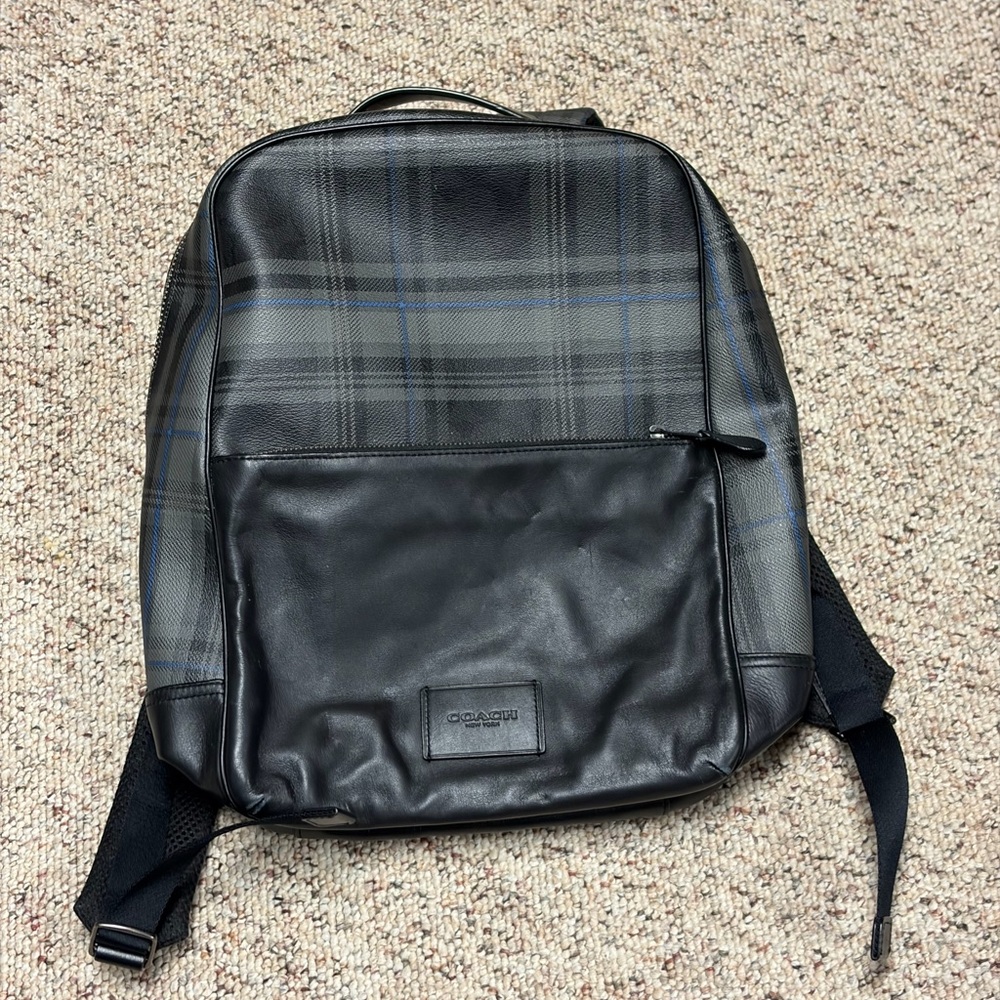 Coach Plaid Black and Gray Backpack